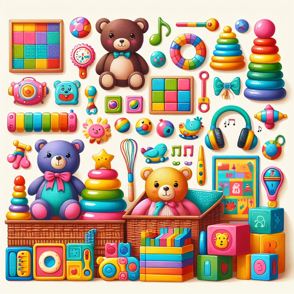 Image of a variety of colorful and engaging toys suitable for a 3-year-old girl, ensuring that the faces in the image are not distorted.