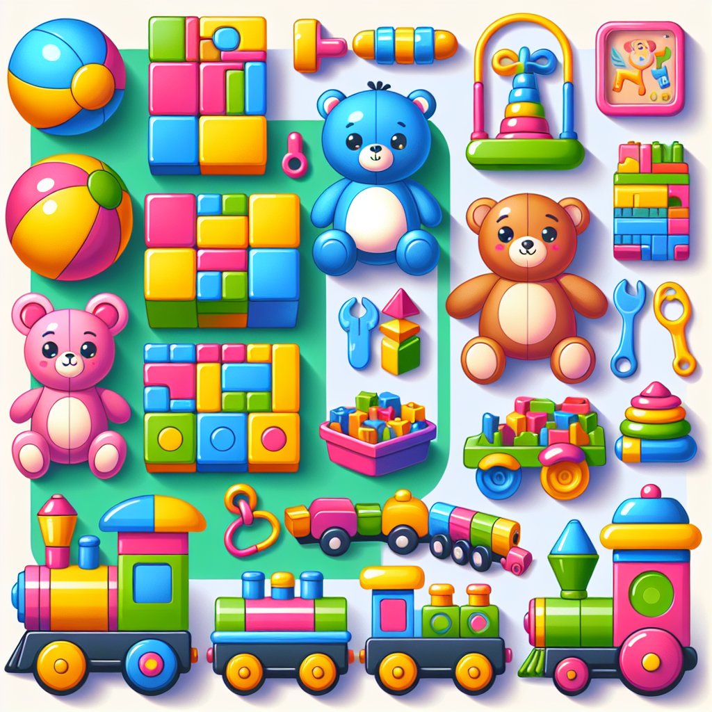 Image of a variety of colorful and engaging toys suitable for 4-year-old boys, ensuring that the faces of any human characters are not distorted.