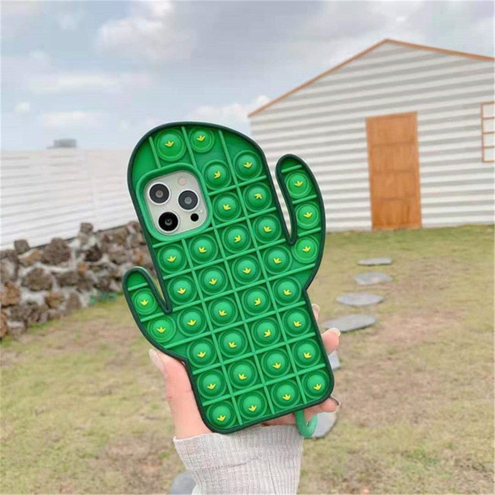 pop it fidget cactus phone case